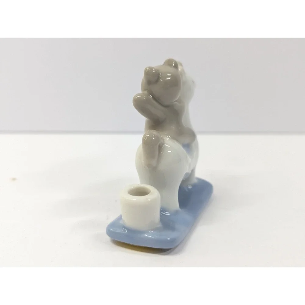 Biedermann Mini Taper Candle Holder Teddy Bear‎ on Horse Pony Porcelain Figurine